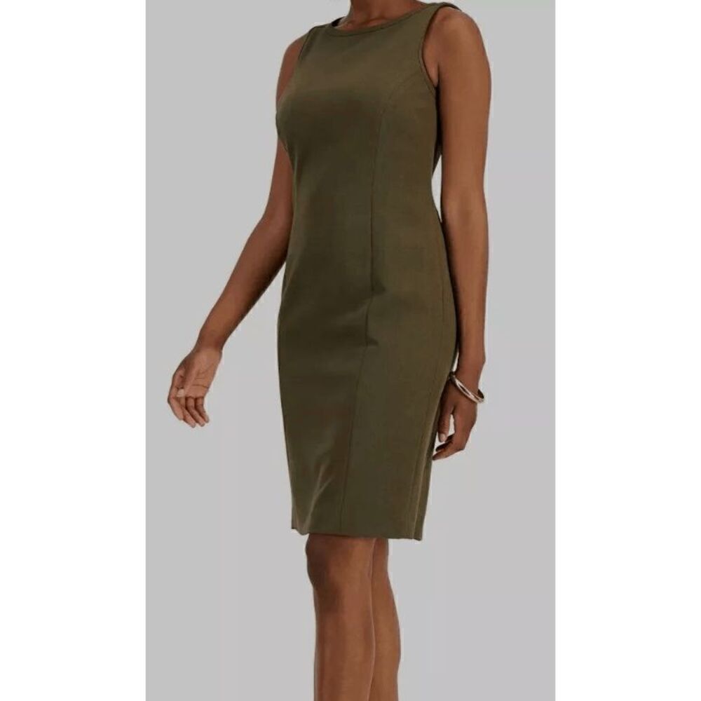 Le Suit Women's Green Olive Sleeveless Sheath Dress Size 4